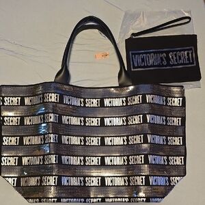Victoria's Secret Black Tote Bag with Sturdy Design